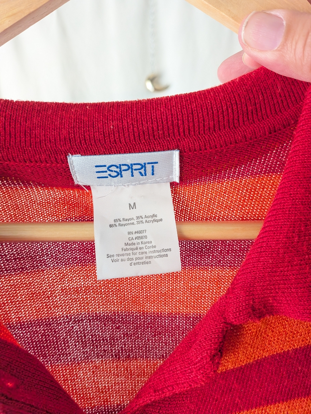 Esprit Red & Yellow Striped Polo Cardigan - Picture 5 of 7